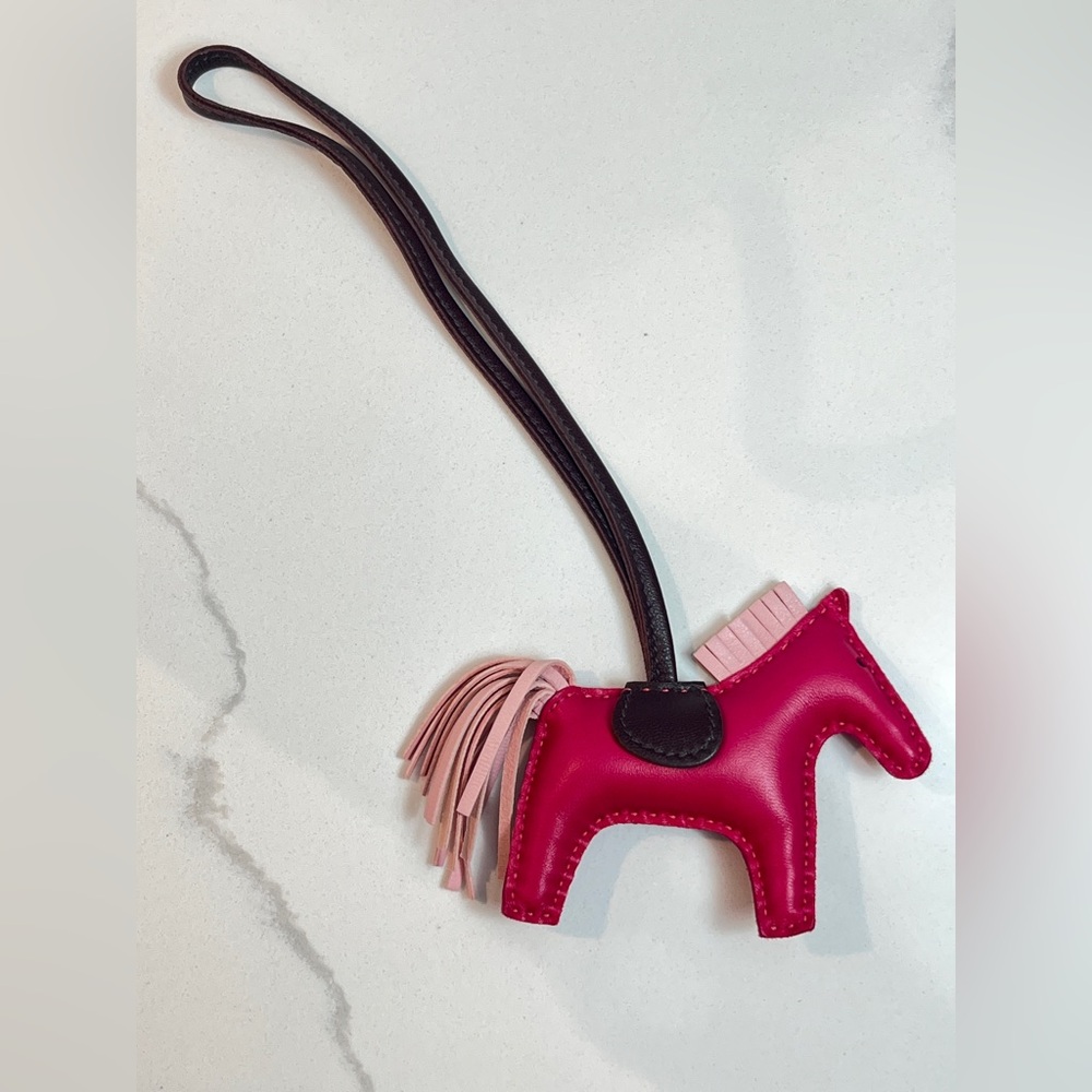 HERMES RODEO BAG CHARM - MAGENTA/PINK/BROWN